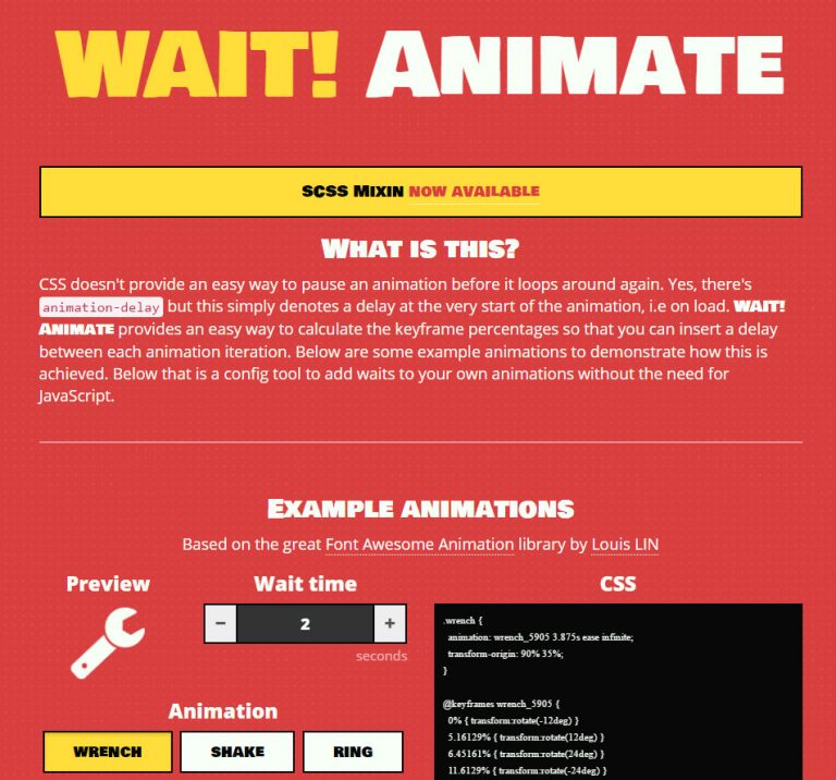Приостановить и зациклить CSS-анимации с ПОДОЖДИТЕ! Animate