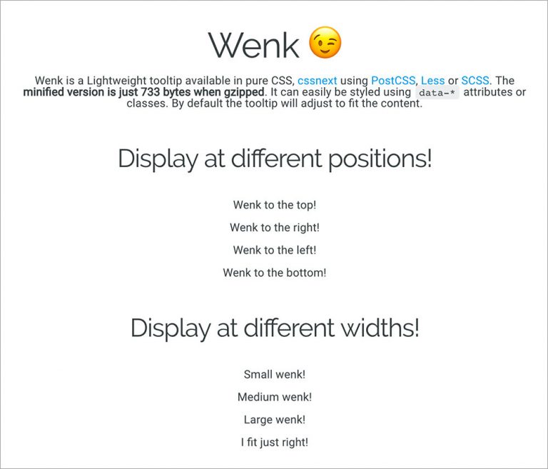 Создайте миниатюрные подсказки в чистом CSS с Wenk