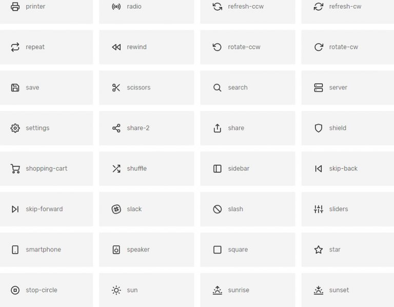 Feather Icons – набор красивых, минималистичных и бесплатных иконок